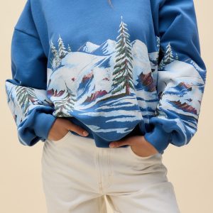 Alpine Ski Scene Oversized Crew Sweatshirt *S/M-L/XL*